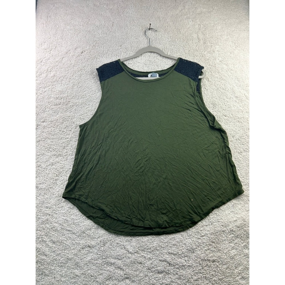 Old Navy Women's Olive Green XXL Top Lace Shoulder Sleeveless